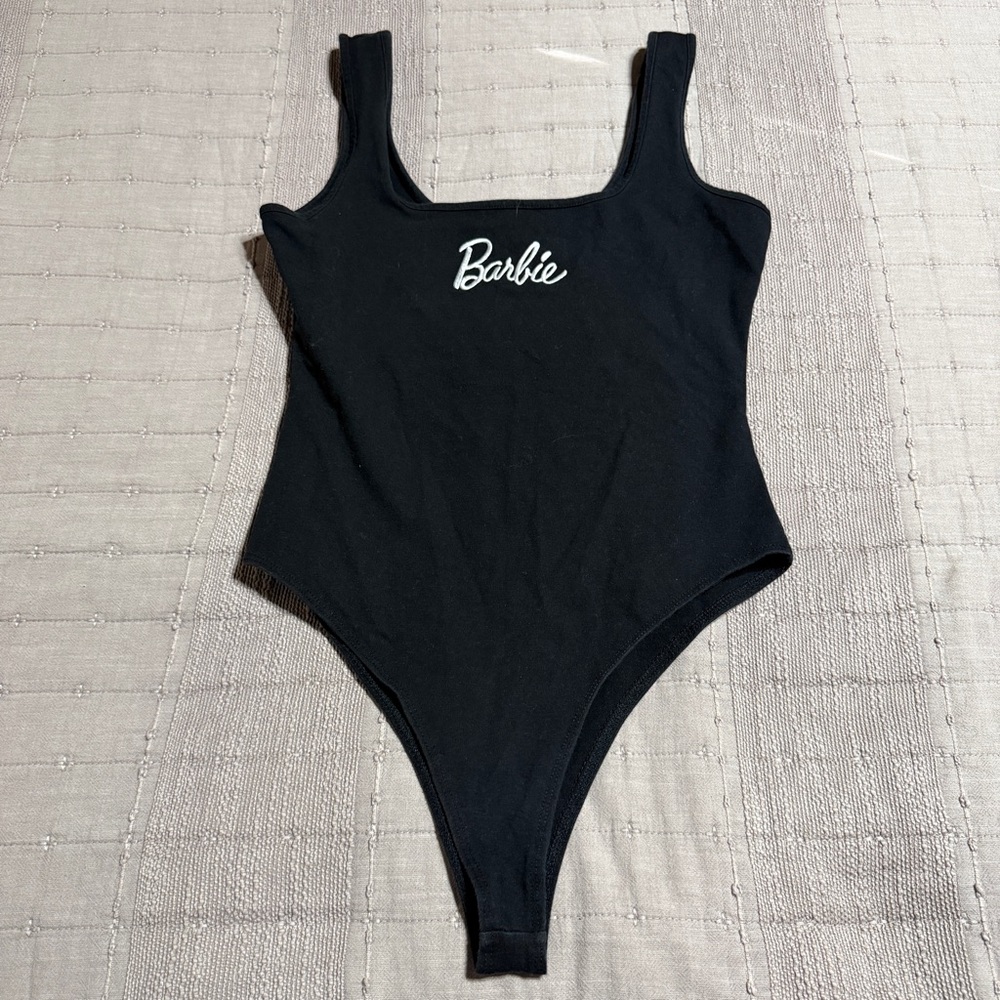 Forever 21 Barbie Black Bodysuit Embroidered Women's Size M